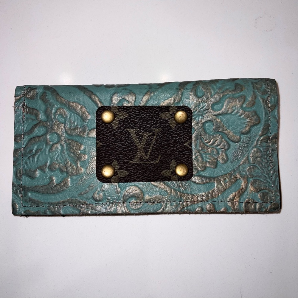 Louis Vuitton Patch Teal Embossed Leather Wallet